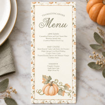 Watercolor Fall Pumpkin Thanksgiving Dinner