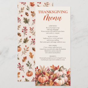 Watercolor Fall Pumpkin Thanksgiving Menu