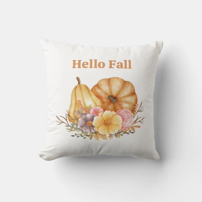 Watercolor Fall Pumpkins Farmhouse Boho  Cushion (Front)