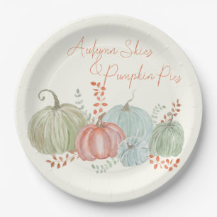 Watercolor Fall Pumpkins  Paper Plate