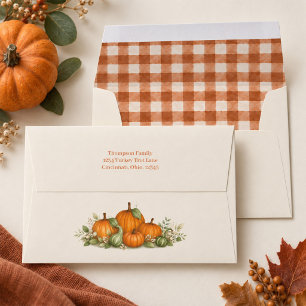 Watercolor Fall Pumpkins Return Address Envelope
