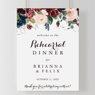 Watercolor Fall Rehearsal Dinner Welcome Sign