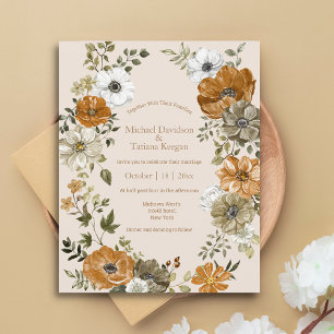 watercolor fall rustic wreath wedding Invitation