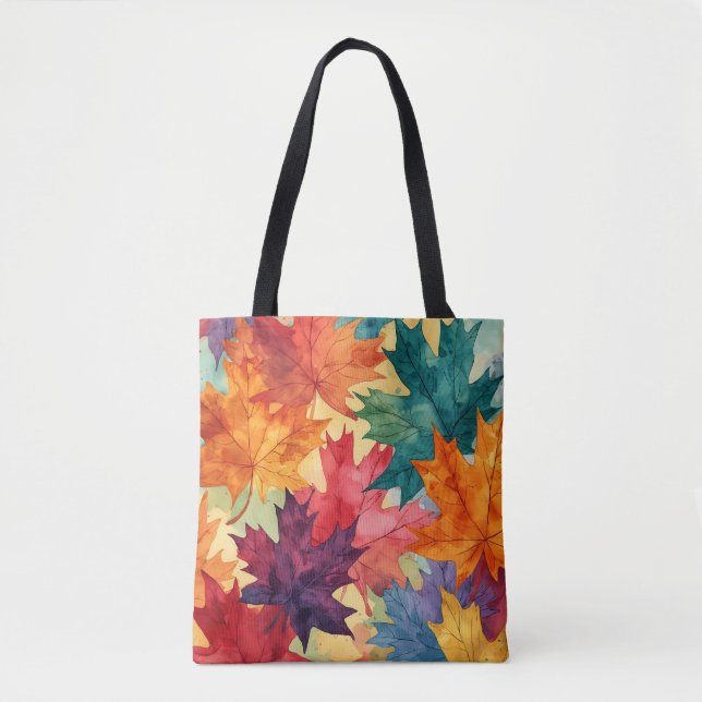 Watercolor Fall Scene Tote Bag (Front)