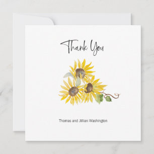 Watercolor Fall Sunflower Custom Thank You Card