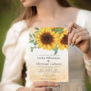 Watercolor Fall Sunflower Wedding  invitation
