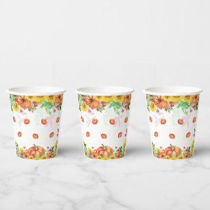 Watercolor Fall Thanksgiving Autumn Pumpkin Food Paper Cups