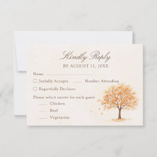 Watercolor Fall Tree Wedding RSVP Card