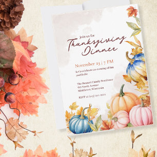 Watercolor Fall White Pumpkin Friendsgiving Invitation