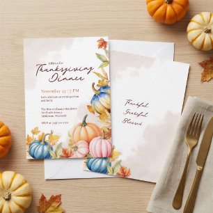Watercolor Fall White Pumpkin Friendsgiving Invitation