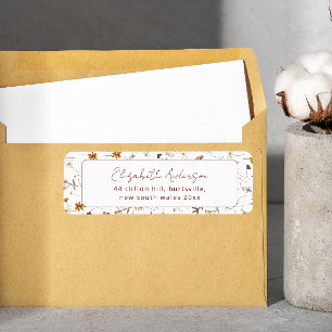 Watercolor Fall Wildflower Bridal Shower Return Address Label