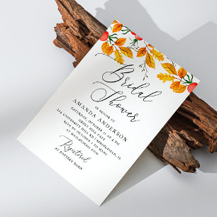Watercolor fall woodland foliage bridal shower invitation
