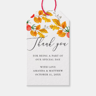 Watercolor fall woodland foliage wedding thank you gift tags