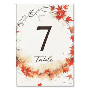 Watercolor Fall Wreath Table Number