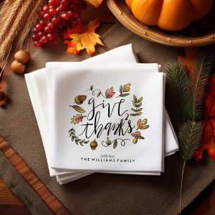 Watercolor Fall Wreath Thanksgiving Celebration Napkin