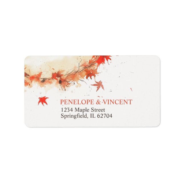 Watercolor Fall Wreath Wedding Label (Front)