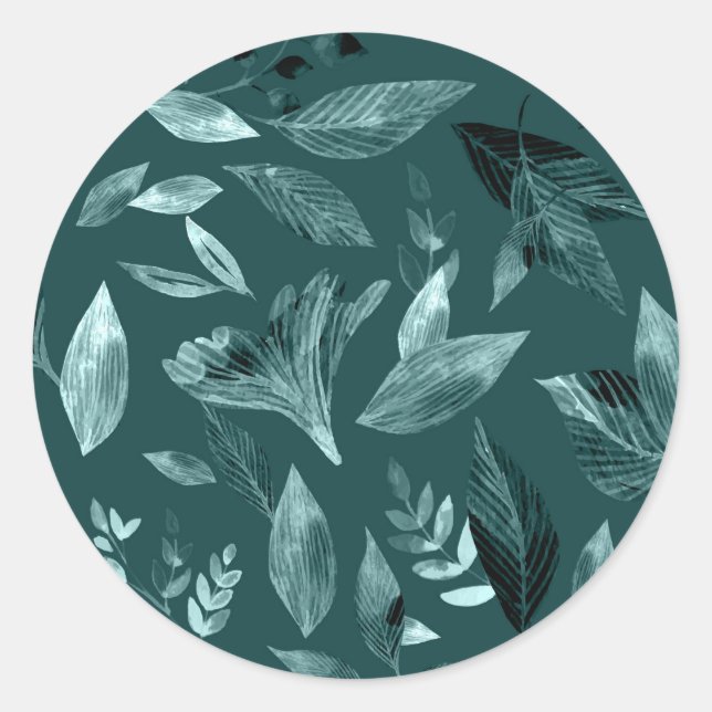 Watercolor fallen leaves 10 classic round sticker (Front)
