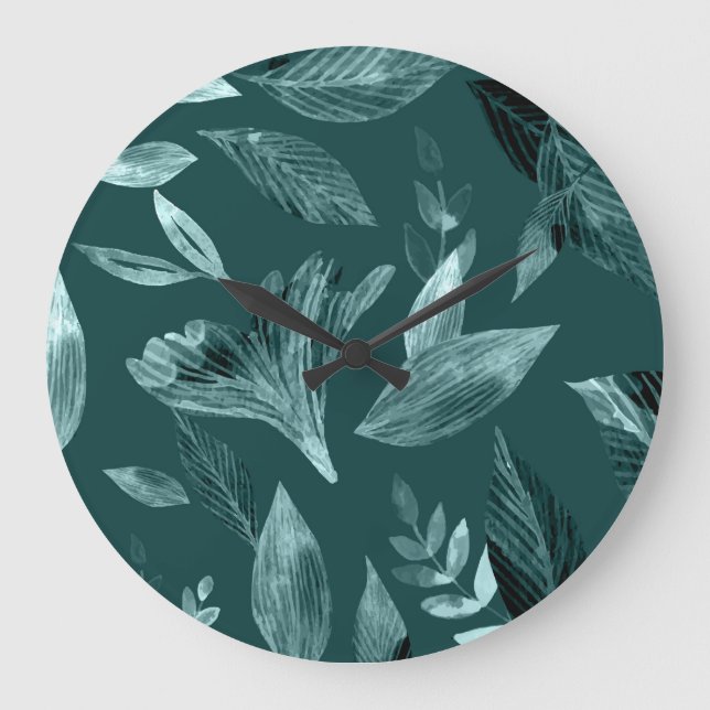 Watercolor fallen leaves 10 large clock (Front)