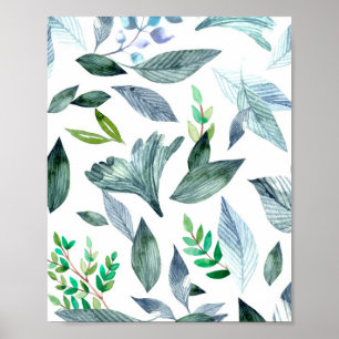 Watercolor fallen leaves 11 poster
