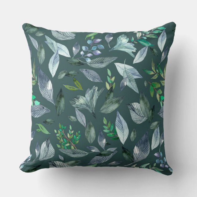 Watercolor fallen leaves 5 cushion (Front)