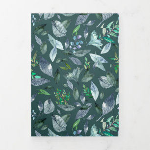 Watercolor fallen leaves 5 Tri-Fold announcement