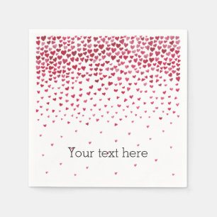 Watercolor Falling Hearts Napkin