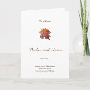 Watercolor Falling Leaf Fall Nature Wedding Program