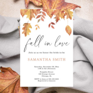 Watercolor falling leaves autumn Bridal Shower Invitation