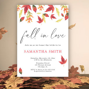 Watercolor falling leaves autumn Bridal Shower Invitation