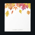 Watercolor Falling Leaves Autumn Personalized Notepad<br><div class="desc">Rustic and whimsical notepad featuring watercolor illustrations of falling leaves. The autumn-inspired notepad is perfect as a personalized gift.</div>