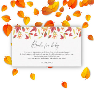 Watercolor Falling leaves elegant books for baby Enclosure Card
