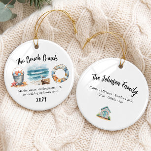 Watercolor Family Beach Trip Group Ceramic Ornament