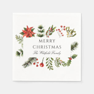 Watercolor Family Christmas Paper Napkin