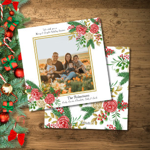 Watercolor Family Photo Merry and Bright Holiday 