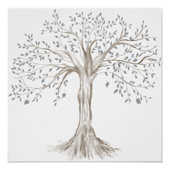 Watercolor Family Tree Clipart Poster (Front)
