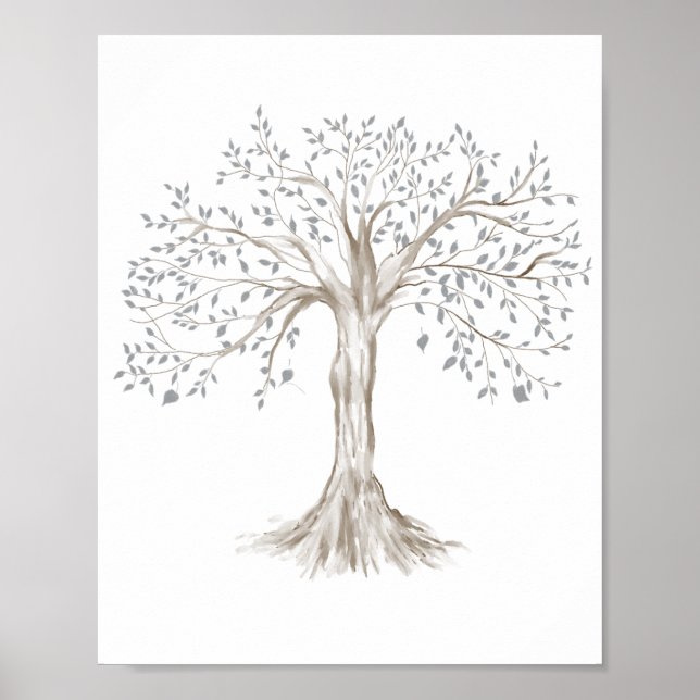 Watercolor Family Tree Clipart Poster (Front)