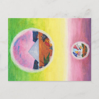 Watercolor Fantasy Dimensions Pyramid Dream Worlds Holiday Postcard