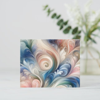 Watercolor Fantasy Floral Pastel Blue & Cream 