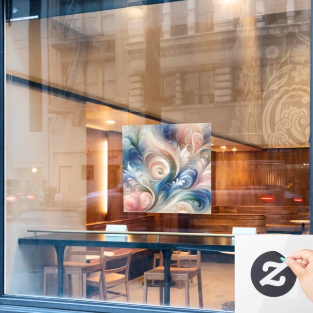 Watercolor Fantasy Floral Pastel Blue & Cream  (Cafe Window)