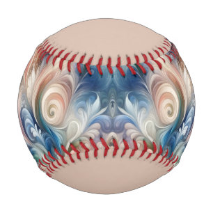 Watercolor Fantasy Floral Pastel Blue & Cream Baseball