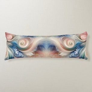 Watercolor Fantasy Floral Pastel Blue & Cream  Body Cushion