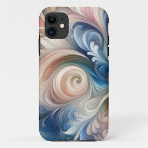 Watercolor Fantasy Floral Pastel Blue & Cream iPhone 11 Case