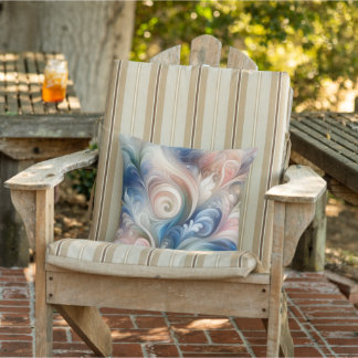 Watercolor Fantasy Floral Pastel Blue & Cream Cushion