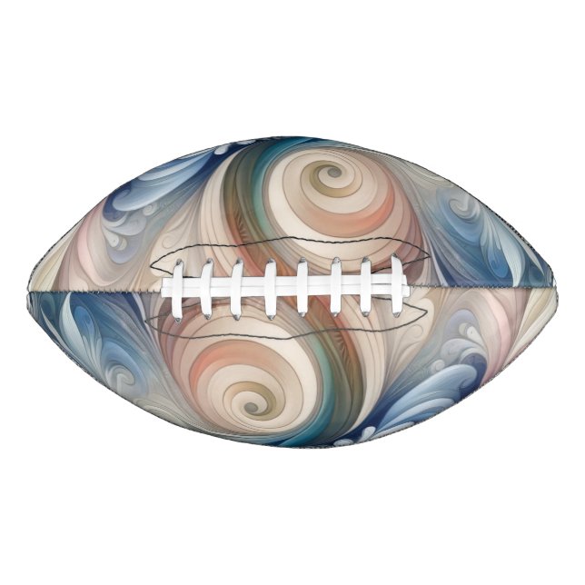 Watercolor Fantasy Floral Pastel Blue & Cream  Football (Front)