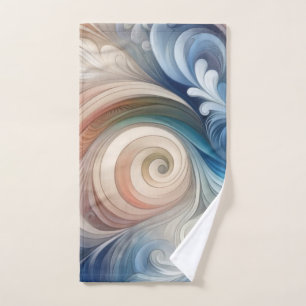 Watercolor Fantasy Floral Pastel Blue & Cream Hand Towel