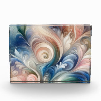 Watercolor Fantasy Floral Pastel Blue & Cream  Photo Block