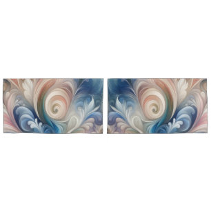Watercolor Fantasy Floral Pastel Blue & Cream  Pillowcase