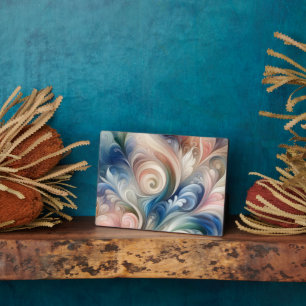 Watercolor Fantasy Floral Pastel Blue & Cream  Plaque