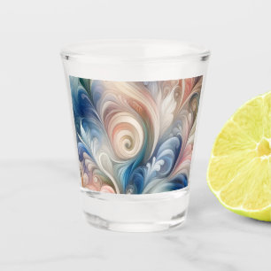 Watercolor Fantasy Floral Pastel Blue & Cream Shot Glass