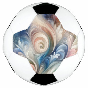 Watercolor Fantasy Floral Pastel Blue & Cream Soccer Ball
